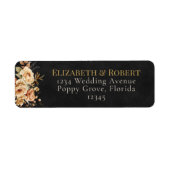 Forest Witch Black Floral Wedding Address Label ラベル (正面)