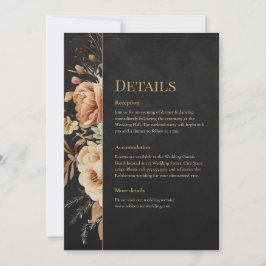 Forest Witch Black Floral Wedding Details Card 招待状