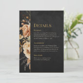 Forest Witch Black Floral Wedding Details Card 招待状 (スタンド正面)