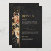 Forest Witch Black Floral Wedding Details Card 招待状 (正面/裏面)