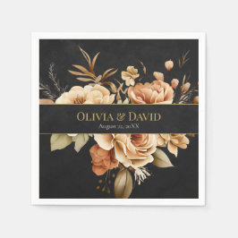 Forest Witch Black Floral Wedding Napkins スタンダードカクテルナプキン