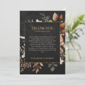 Forest Witch Black Floral Wedding Thank You Card サンキューカード (スタンド正面)