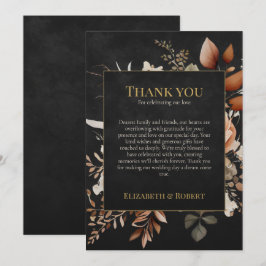 Forest Witch Black Floral Wedding Thank You Card サンキューカード