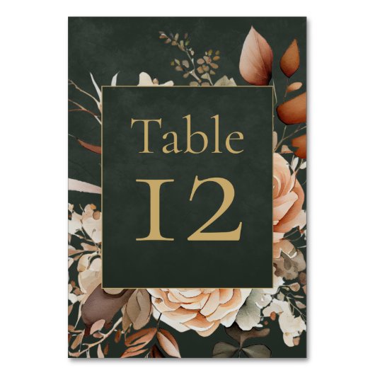 Forest Witch Green Floral Table Number Card テーブルナンバー (正面)