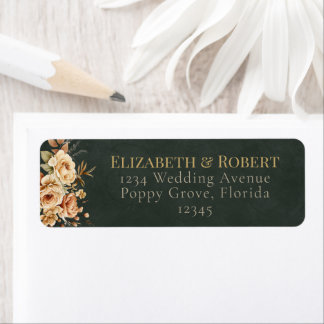 Forest Witch Green Floral Wedding Address Label ラベル