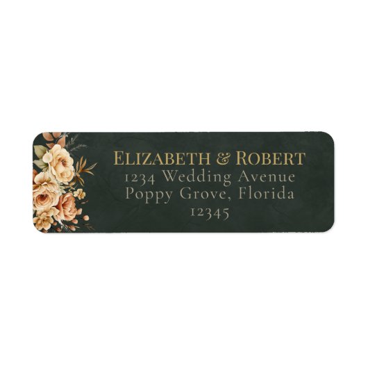 Forest Witch Green Floral Wedding Address Label ラベル (正面)