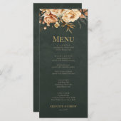 Forest Witch Green Floral Wedding Menu Card メニュー (正面/裏面)