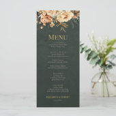 Forest Witch Green Floral Wedding Menu Card メニュー (スタンド正面)