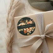 Forest Witch Green Floral Wedding Round Sticker ラウンドシール