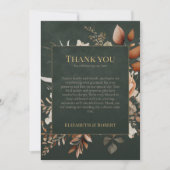 Forest Witch Green Floral Wedding Thank You Card サンキューカード (正面)