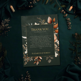 Forest Witch Green Floral Wedding Thank You Card サンキューカード