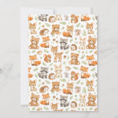 Forest Woodland Animals Wild One 1st Birthday サンキューカード (裏面)