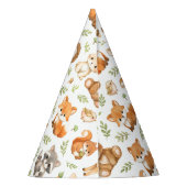 Forest Woodland Animals Wild One 1st Birthday パーティーハット (裏面)