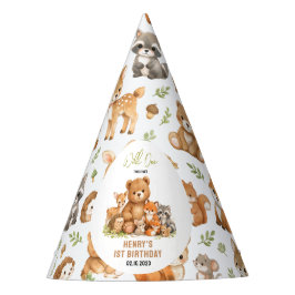 Forest Woodland Animals Wild One 1st Birthday パーティーハット