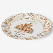 Forest Woodland Animals Wild One 1st Birthday ペーパープレート (アングル)