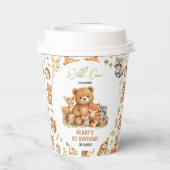 Forest Woodland Animals Wild One 1st Birthday 紙コップ (裏面)