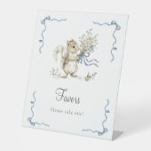 Forest Woodland Blue Bow Squirrel Diaper Raffle  台座サイン (正面)