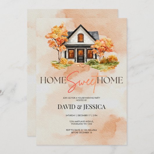 Forest Woodland Housewarming Party  招待状 (正面/裏面)