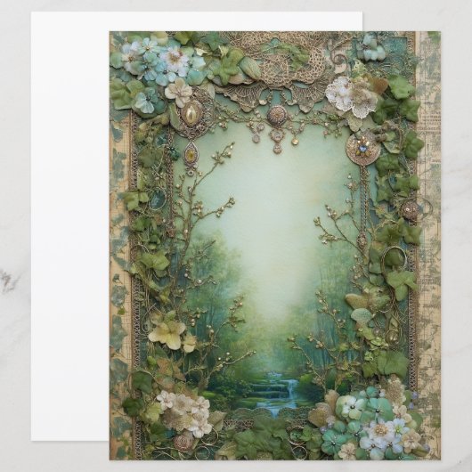 Forest Woodland Junk Journal Scrapbook Paper (正面/裏面)