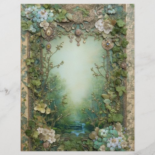 Forest Woodland Junk Journal Scrapbook Paper (正面)