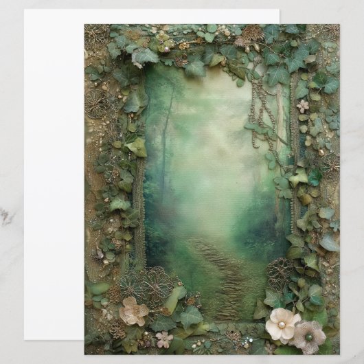 Forest Woodland Junk Journal Scrapbook Paper (正面/裏面)