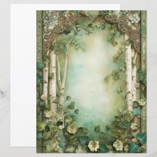 Forest Woodland Junk Journal Scrapbook Paper (正面/裏面)