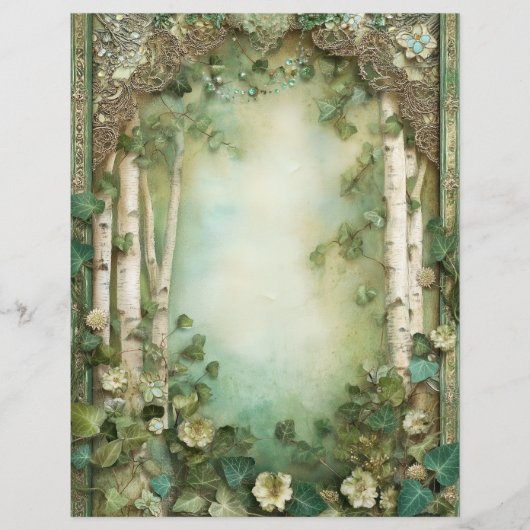 Forest Woodland Junk Journal Scrapbook Paper (正面)