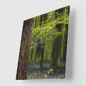 Forests | Bluebells in Belgium スクエア壁時計 (傾斜)