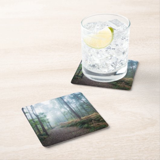 Forests | Dark Foggy Woods Norfolk UK スクエアペーパーコースター (インサイチュ)