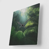 Forests | Ferns in Rainforest スクエア壁時計 (傾斜)