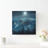 Forests | Moonlit Forest スクエア壁時計 (ホーム)