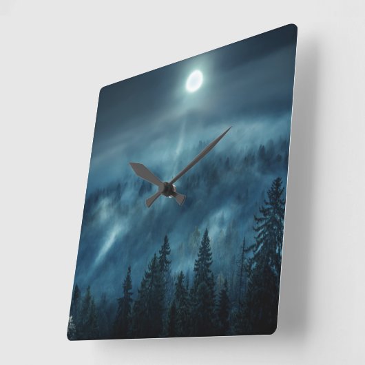 Forests | Moonlit Forest スクエア壁時計 (傾斜)