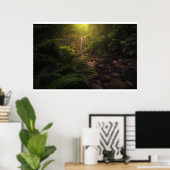 Forests | Sunlight Highlights Waterfall ポスター (ホームオフィス)