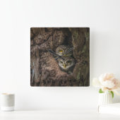 Forests | Two Owls Looking スクエア壁時計 (ホーム)