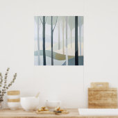 Forêt abstraite dans la brume 🌲🌫️ ポスター (キッチン)