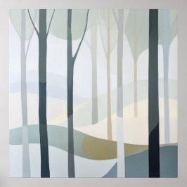 Forêt abstraite dans la brume 🌲🌫️ ポスター