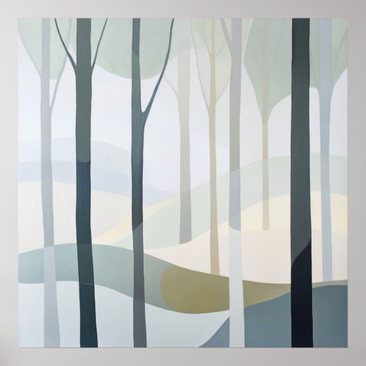 Forêt abstraite dans la brume 🌲🌫️ ポスター (正面)