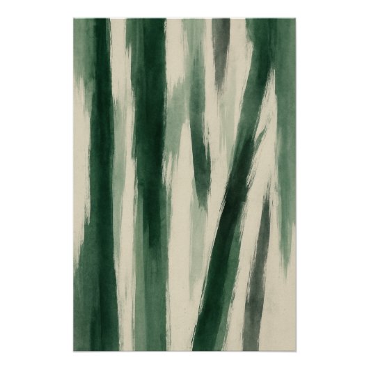 Forêt Liquide – Affiche Abstraite Vert Encre ポスター (正面)