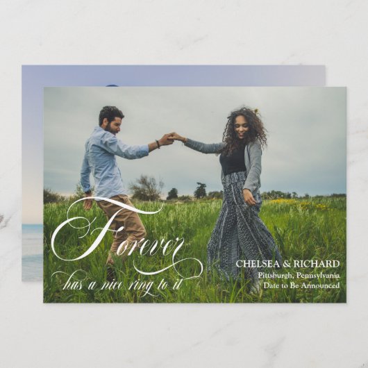 ForeverはItに素敵なリングや輪を持っている2 Photo婚約 案内状 (正面/裏面)