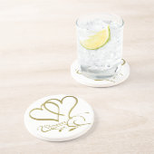 Foreverハート金ゴールドの編集可能な背景色 コースター (側面)