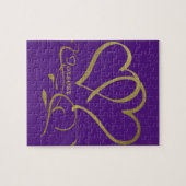 Foreverハート金ゴールドの編集可能な背景色 ジグソーパズル (横)