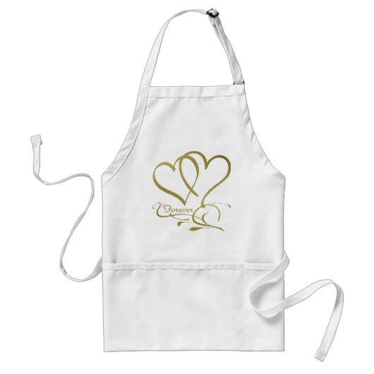 Foreverハート金ゴールドの編集可能な背景色 スタンダードエプロン (正面)