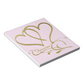 Foreverハート金ゴールドの編集可能な背景色 ノートパッド (アングル)