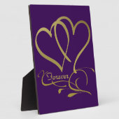 Foreverハート金ゴールドの編集可能な背景色 フォトプラーク (側面)