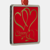 Foreverハート金ゴールドの編集可能な背景色 メタルオーナメント (右)