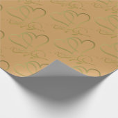 Foreverハート金ゴールドの編集可能な背景色 ラッピングペーパー (角)