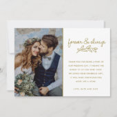 Forever金ゴールド結婚写真ありがとう サンキューカード (正面)