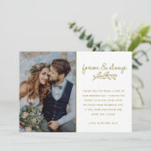 Forever金ゴールド結婚写真ありがとう サンキューカード (スタンド正面)