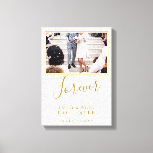Forever エレガント Golden Script結婚の写真 キャンバスプリント (正面)