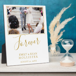 Forever エレガント Golden Script結婚の写真 フォトプラーク